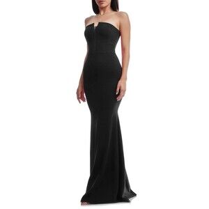 dress the population gwen dress DRESS THE POPULATION 'GWEN" LACE MIDI BLACK DRESS sz S